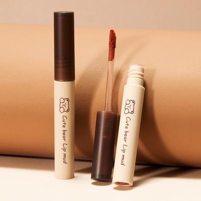 HengFang Carino Orsetto Seta Nebbia Velluto Fango Labbra Doppio Lato Tè Lattiginoso Opaco Rossetto Lipgloss Non Facile da Appiccicare#H7070