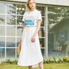 Pin Black Cotton Crease Long Skirt White