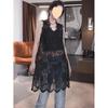 2025 Spring Versatile Midi Lace Vest, High-Waisted, Solid Color Style