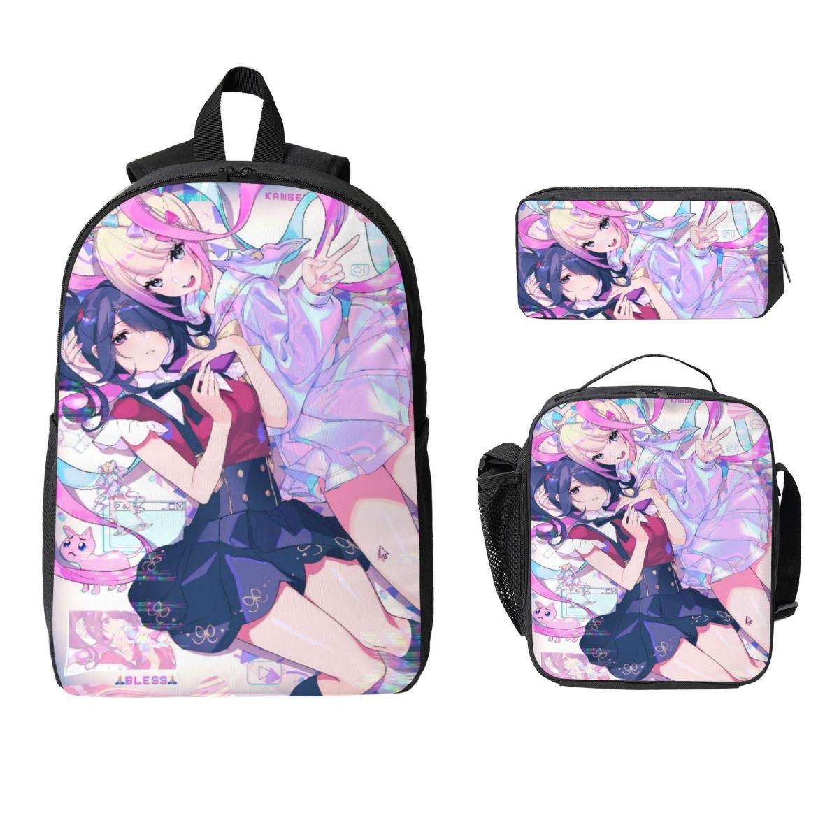 Ensemble de 3 sacs à dos surchargés pour fille Streamer pour garçon fille Boîtes à crayons Sacs d'école avec Sac à lunch Pour les élèves de l'école Sac à dos pink