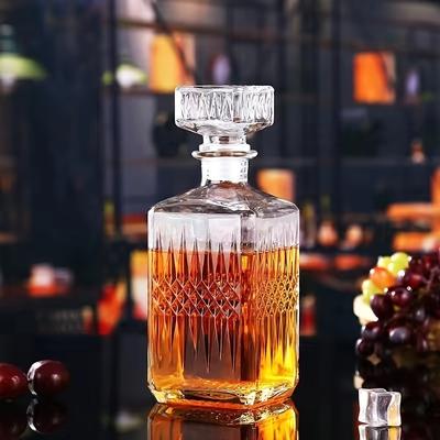 Juego de 7 botellas y vasos sellados para whisky, botella premium de 33,81 oz con 6 copas de vino, decantador de vino, apto para whisky, brandy y whisky escocés.