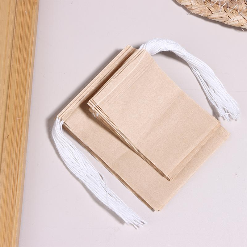 100Pcs Natural Filter Paper Tea Bag Empty Drawstring Biodegradable Wood Pulp Teabags For Loose Leaf Tea Steeping