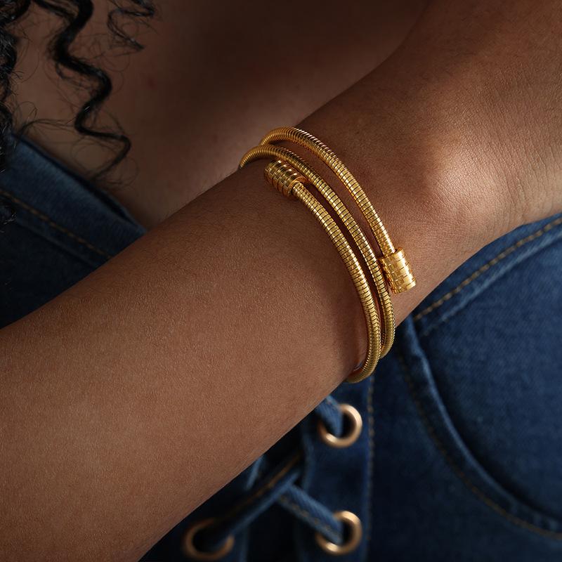 Boho Multiple Layers Bracelet Zircon  Vintage Gold Color Snake Chain Metal Rope Chain Fashion Bracelet For Women