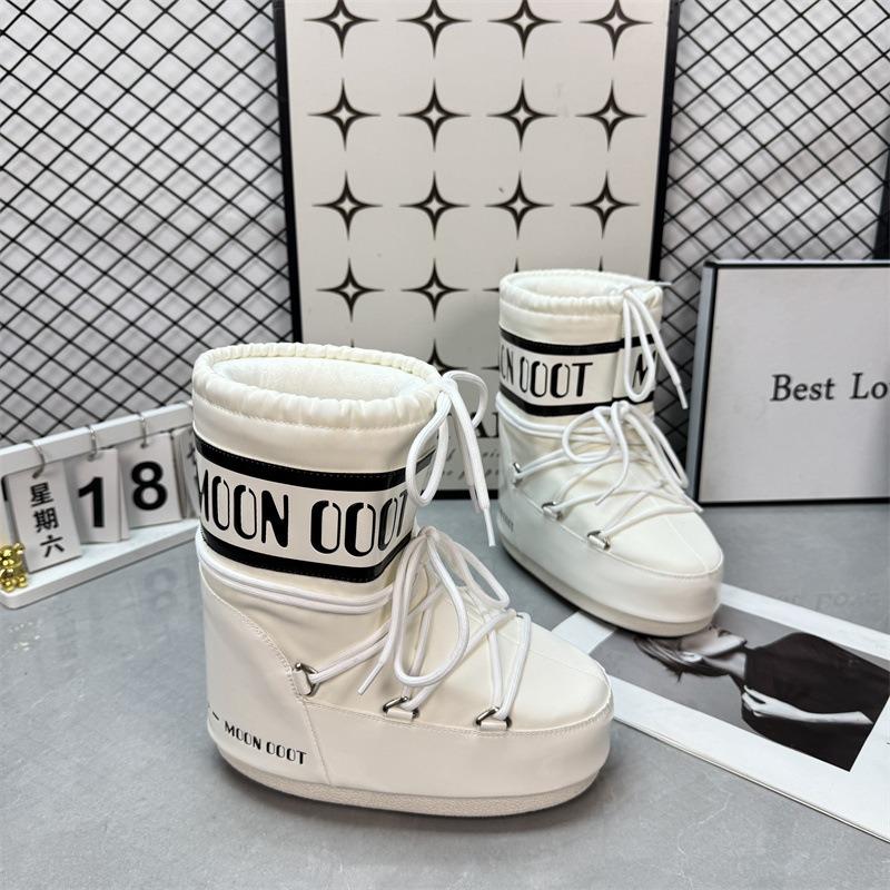 Waterproof version of moon snow boots women's winter new medium and high tube lace-up cotton shoes non-slip warm ski shoes