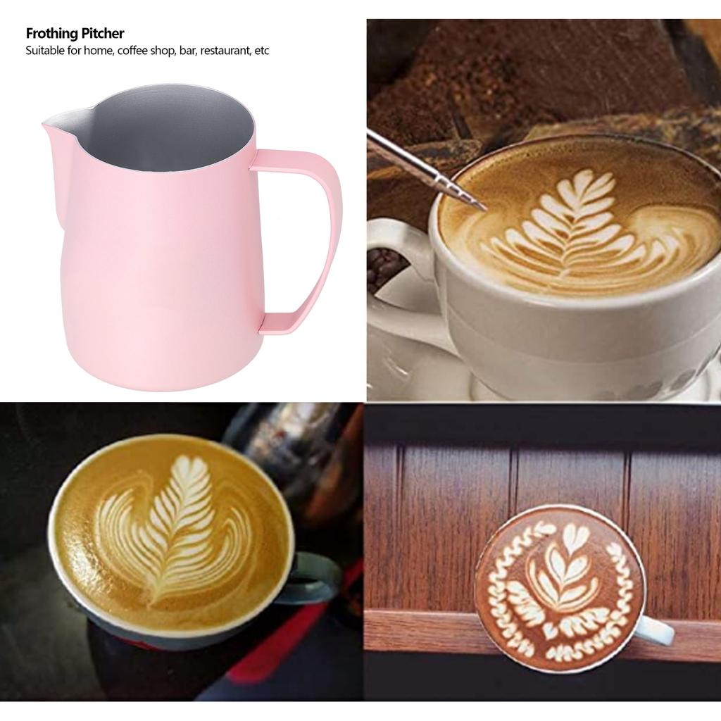 400ml Coffee Pitcher Fancy Milk Frothing Pitcher with Eagle Beak Spout for Home Cafe Pink