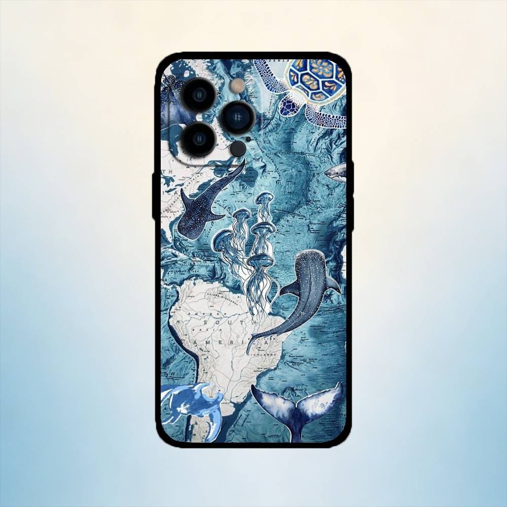 AAA Ocean Sea Turtle  Phone Case For iPhone 17,16,15,14,13,12,11 Plus,Pro Max,XS,Soft Silicone Black Cover