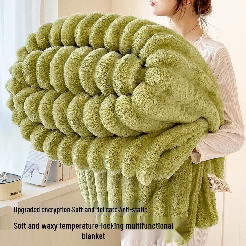 Warme Kaninchenfell-Plüsch- und Korallenfleece-Decke: Verdickte Steppdecke für Winter, Frühling und Herbst – Perfekt für Wohnheim, Einzel- oder Doppelbett.