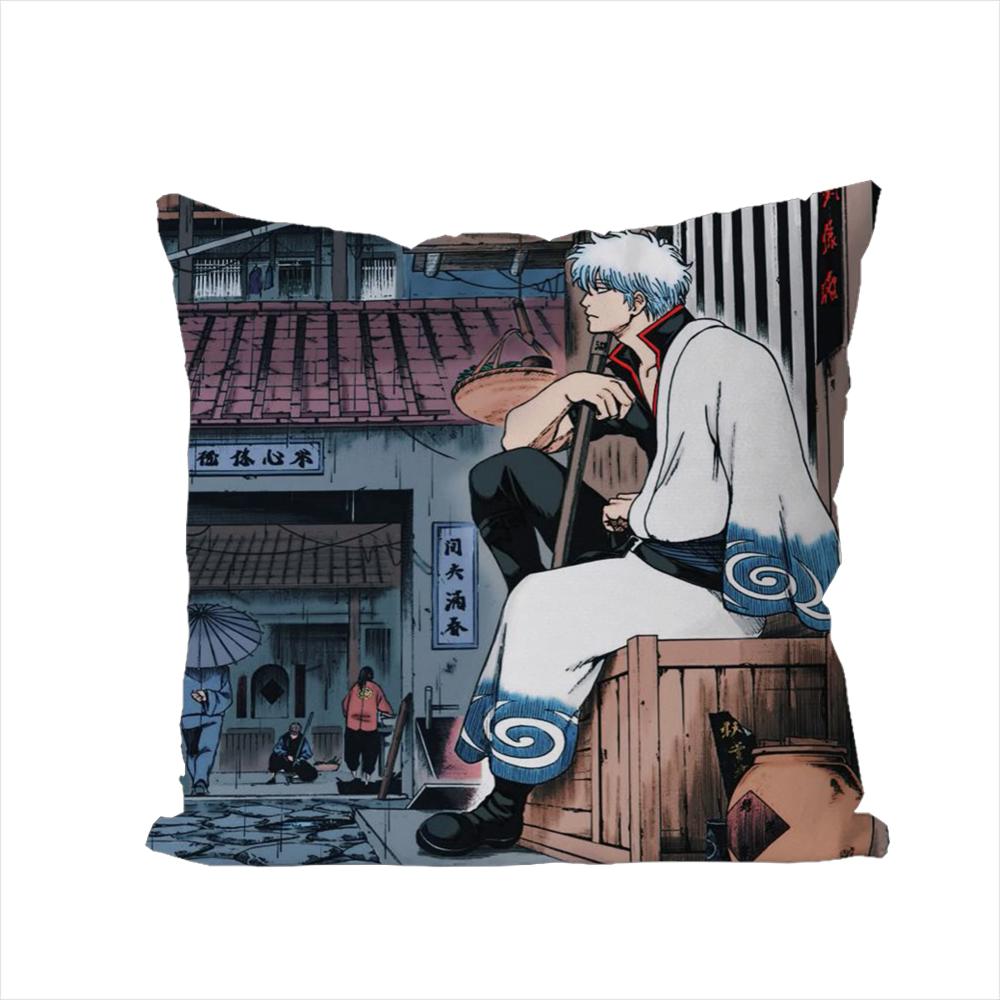 Gintama Animationskissenbezug für Auto Sofa Dekoration Zuhause Zweiseitiger Druck Plüsch Quadratisch Wurfkissen Kissenbezug