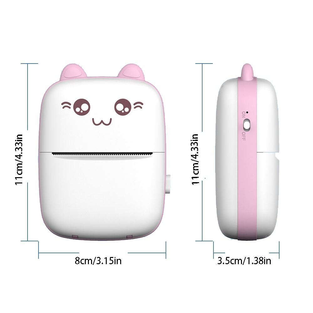 Cat Shaped Thermal Printer Portable Wireless Bluetooth Printer  Student