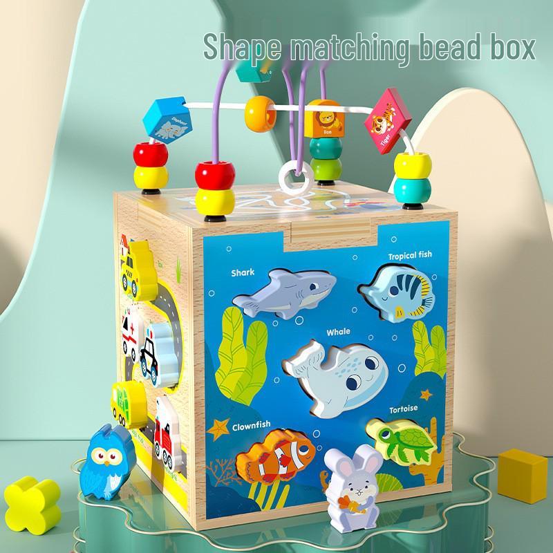 Children's Large Wooden Educational Bead Box: Multifunctional Toy for Early Intelligence Development