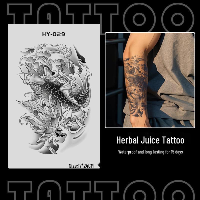Japanese Traditional Tattoo Waterproof Sticker: Men's Long-lasting Floral Arm Pattern.