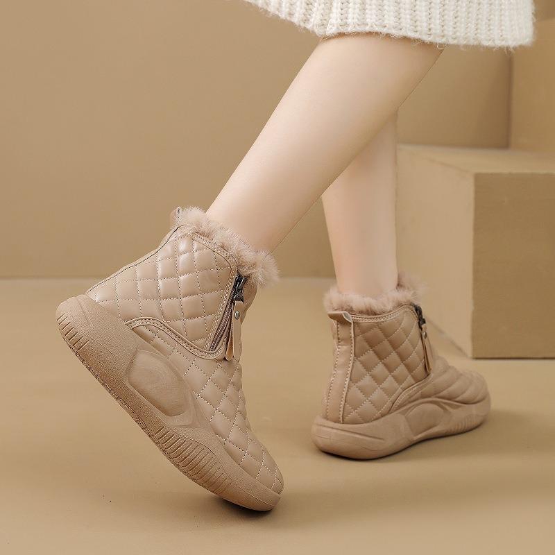 Snow Boots Women's New Winter Women's Cotton Shoes Sports Non-slip Girls Fashion Velvet Thickened Medium Boots