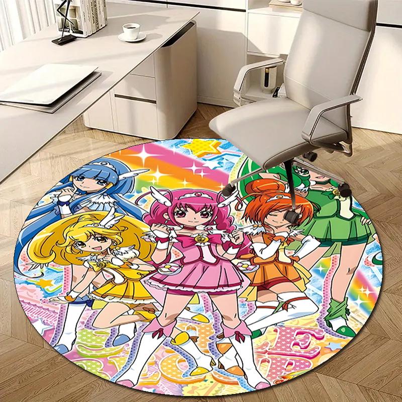 1pc Pretty Cure1 Design Printed Area Round Carpet for Bedroom Living Room Home Decor Rugs Mat Non Slip Mat Rug for Bedside