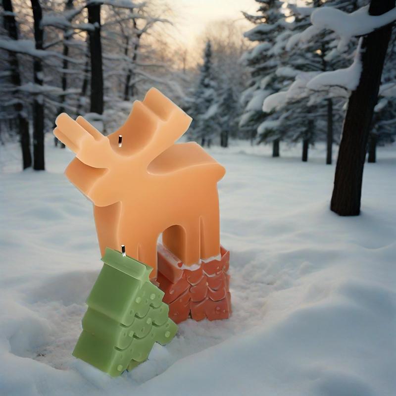 Christmas Series Silicone Candle Mold DIY Kit for Handmade Candles, Soap, Plaster, Resin, and Baking; Ideal Holiday Gifts