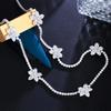 Chic Round Gorgeous Fashion Jewelry Cubic Zirconia Flower Chain Link Long Sweater Tennis Necklace for Women Bridal Party