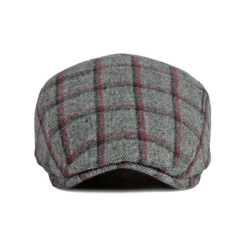 Autumn Winter Thickened Beret Men British Plaid Retro Cap Wool Flat Cap Painters Hats Driver Ivy Hat