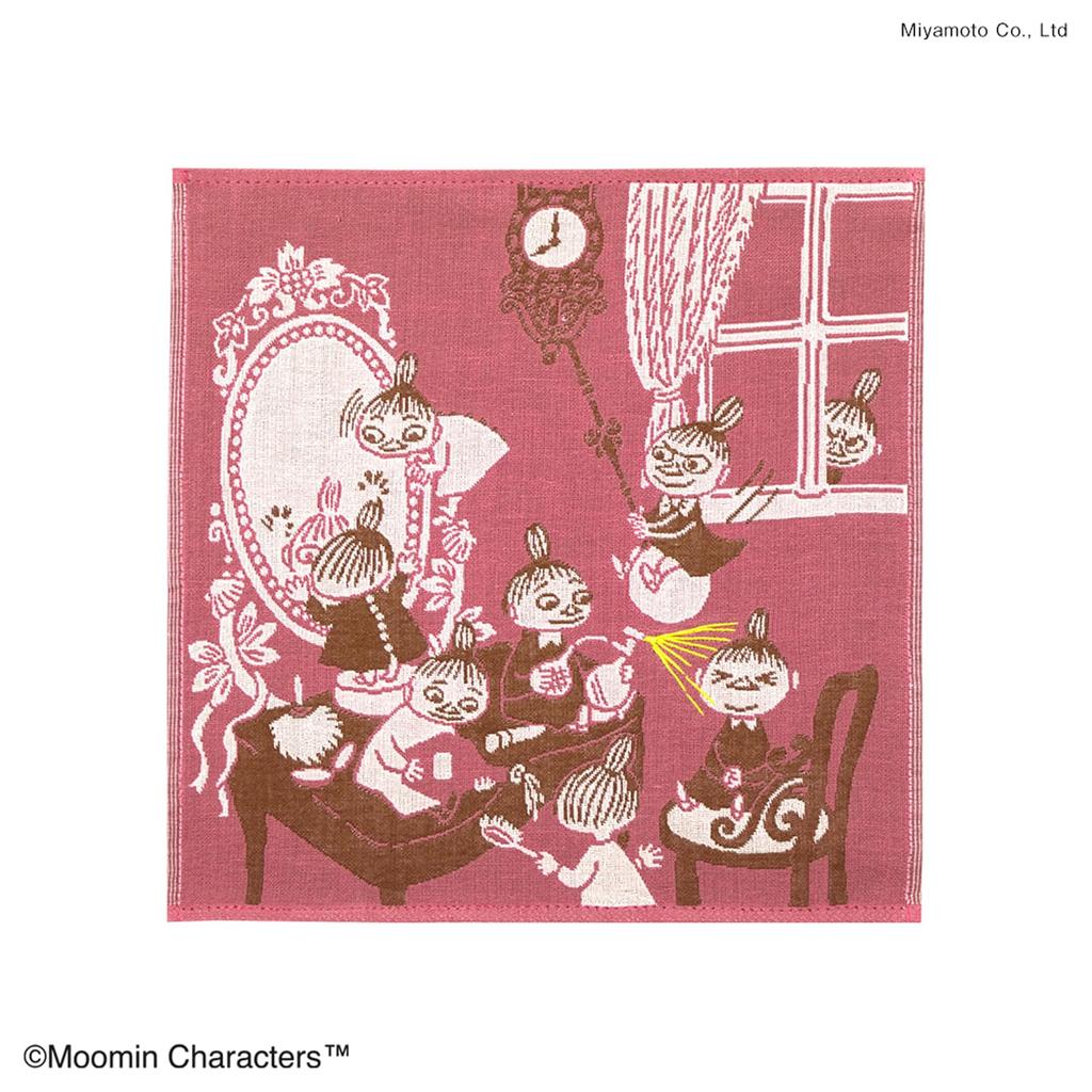 JIKAN STYLE Moomin Gauze Gauze Pile Pink and 25 x 25 05872 Handkerchief, Triple-Ply Handkerchief, Outer, Lining, 100% Cotton, Brown, Approx. cm,