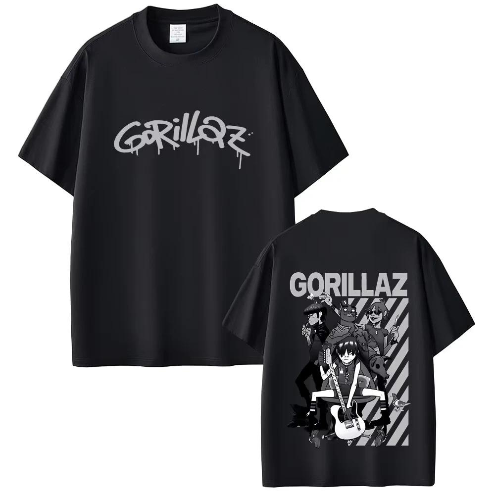 

Ограниченный выпуск Футболки с принтом рок-группы Gorillaz Мужские Женские Хип-Хоп Готика Оверсайз Уличная одежда Мужская Повседневная Винтажная Футболка с коротким рукавом 4XL