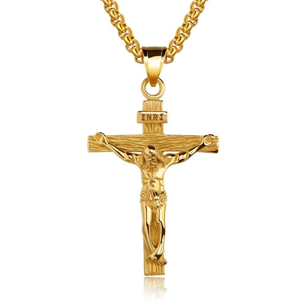 Street Style Metal Clavicle Chain Men Double Layer Choker Korean Style Jewelry Jesus Cross Necklace