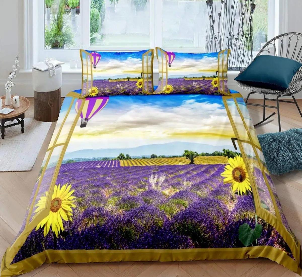 

Lavender Duvet Cover Set King Size Purple Flowers Romantic Exquisite Bedding Set For Girls Women 3 Piece Set With 2 Pillowcases EU Single(135x200cm)