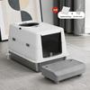 Stainless Steel Closed Cat Litter Box, Fully Closed Flip, Oversized, Heightened and Thickened Anti-splash Top-entry Cat Toilet