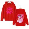 Soft Children Hoodie, Front Letter And Back Cartoon Boys Group Double Print, Autumn Winter Long Sleeve Pullover Sweatshirt For Kids Daily Wear