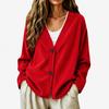 Women S Corduroy V Neck Cardigan Long Sleeve Two Button Solid Casual Outerwear