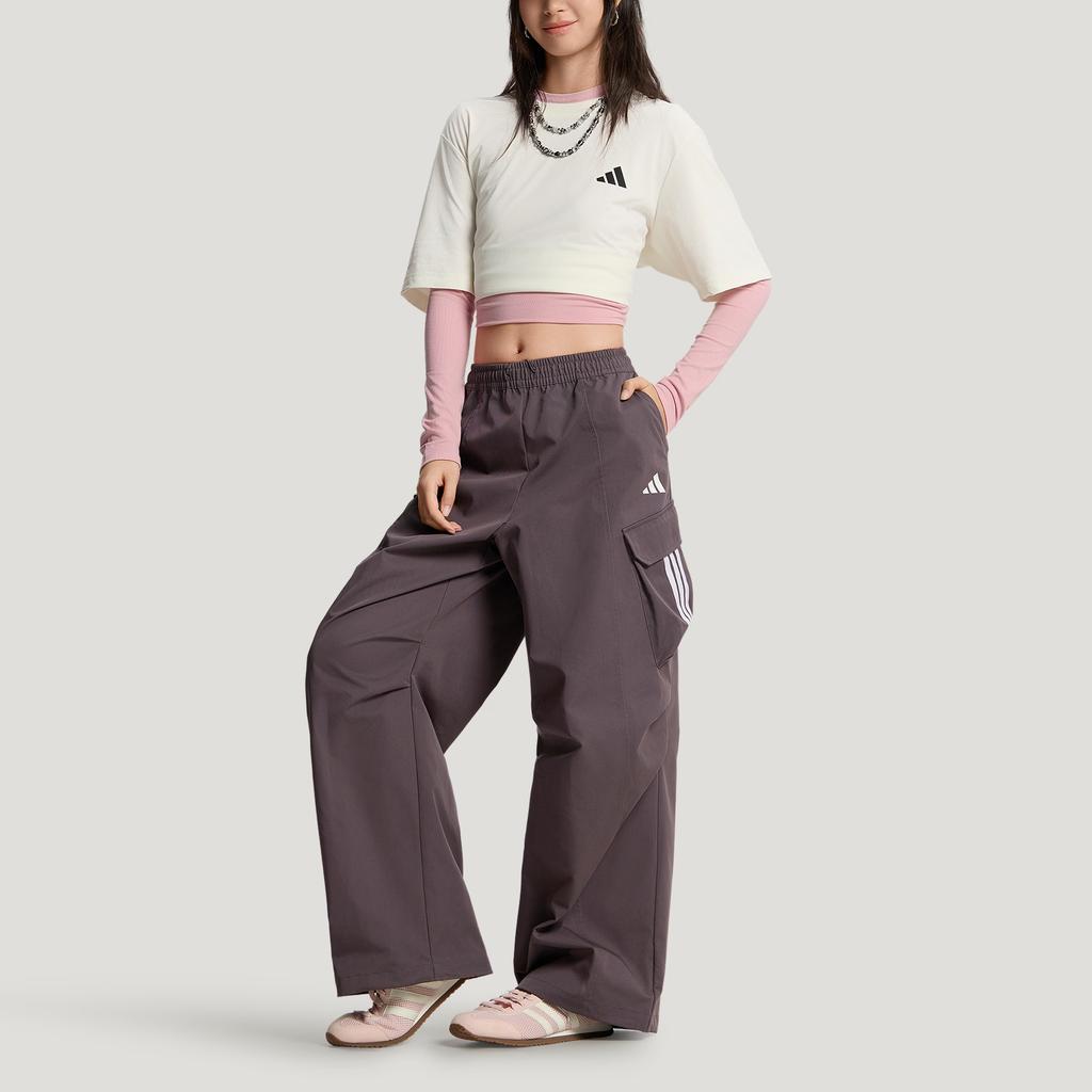 Adidas Woven Loose Wide Leg Simple Straight Sports Casual Pants Women bottoms KW0683