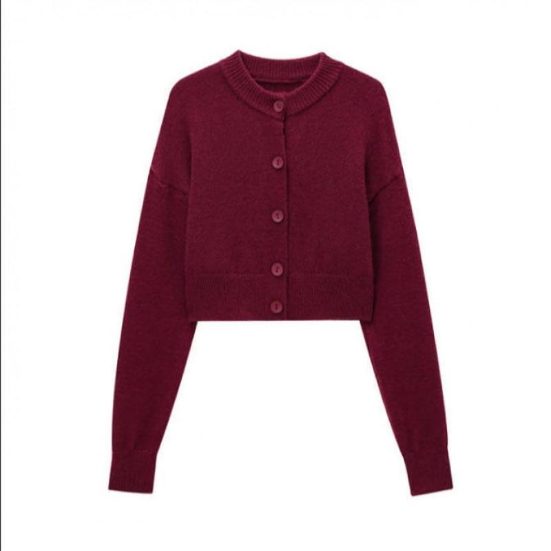 Womens Knit Cardigan Sweater Single-Breasted Fashion Casual Multi-Color Options Short Outerwear