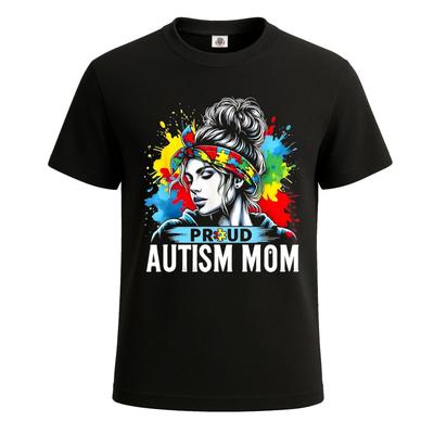 Proud Autism Mom Painting Graphic Art Novelty Party Mens Tshirt Tee Top