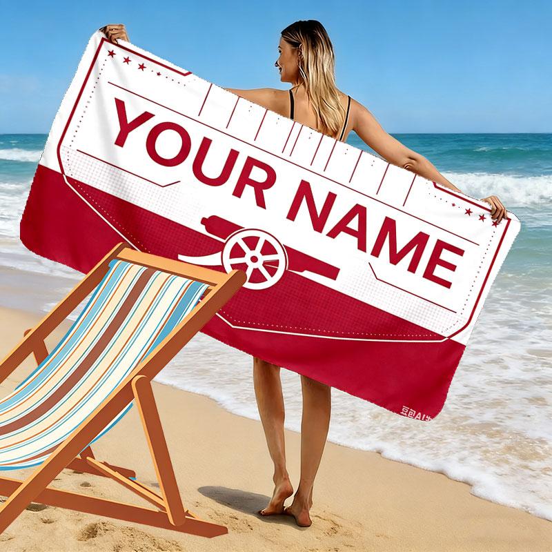 Custom Name,Arsenal Print Beach Towel, Large Soft Quick Dry Towel for Beach Camping Swimming