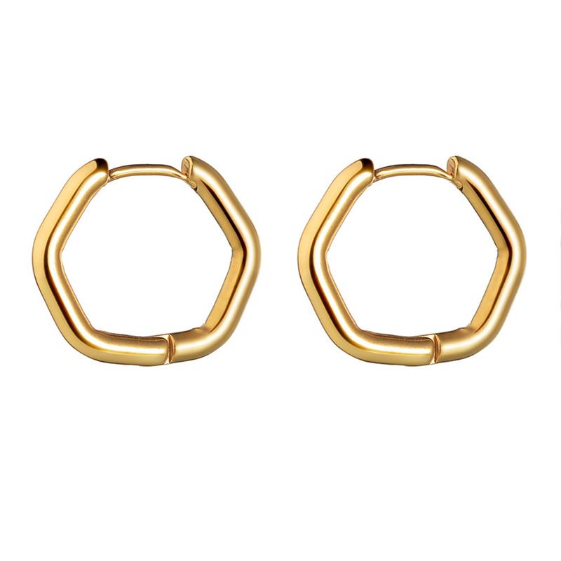 Glossy Stainless Steel Hoop Earrings For Women Men Hip Hop Steapunk Round Oval Heart Black Gold Silver Color Huggie Jewelry Gift