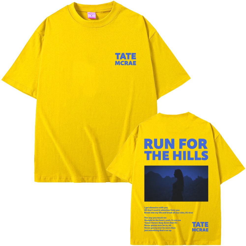 Singer Tate Mcrae Think Later Run for The Hills Graphic T-shirt Men's Casual Oversized T Shirts Men Women Fashion Vintage Tshirt