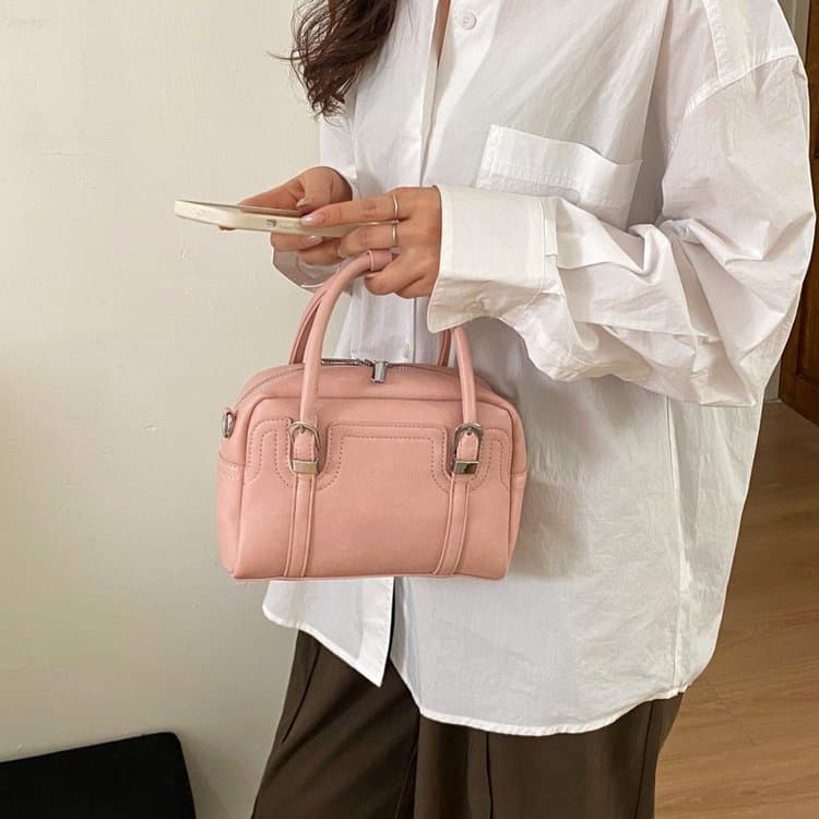 

Vintage Boston Tote Bag Women s One Shoulder Crossbody Bag рожевий