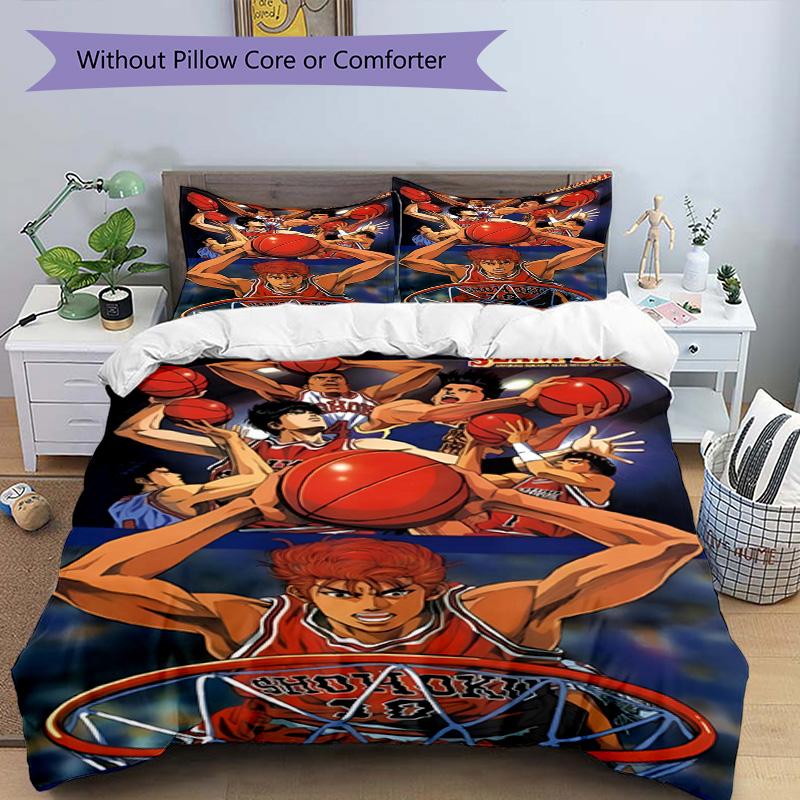 3pcs Duvet Cover Set (1*Duvet Cover + 2*Pillowcase, Without Core), SLAM DUNK Print Bedding Set, Bedroom Decor, All‑Season, Birthday Gift