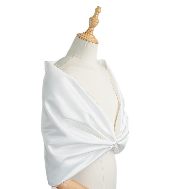 Satin Twist Bridal Shawl Wrap Elegant Short Stole Cover Up Shoulder Cape for Wedding Evening Party Formal Dress