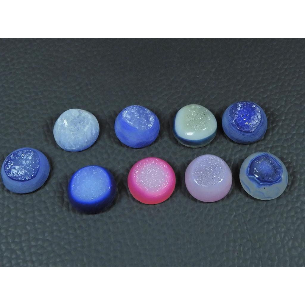 13X13MM Natural Window Druzy Agate Round Cabochon Loose Gemstone 09Pcs Lot C-3732