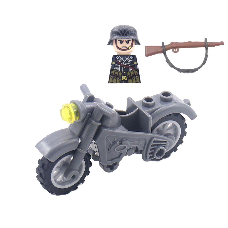 Military Soldier Building Block Figure British US Snow Camouflage Troop MP40 M1A1 Motorcycle Accessories Toys Gift Brick Z02