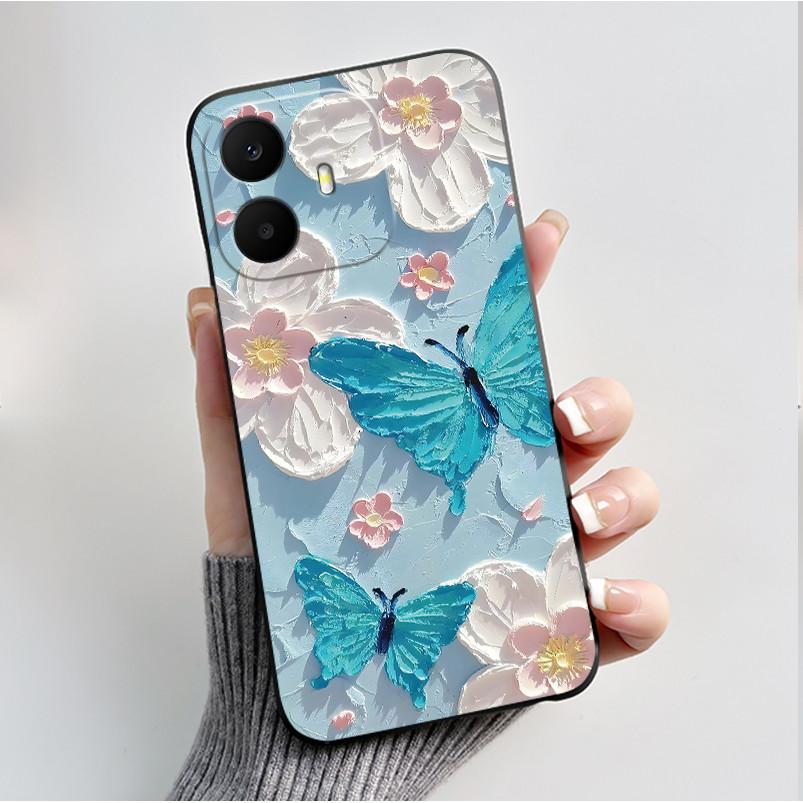 For TCL K70 4G 5G Case Luxury Fashion Butterfly Flower Black Soft Silicone Bumper Cover for TCL K70 Power T522A T522E Phone Case