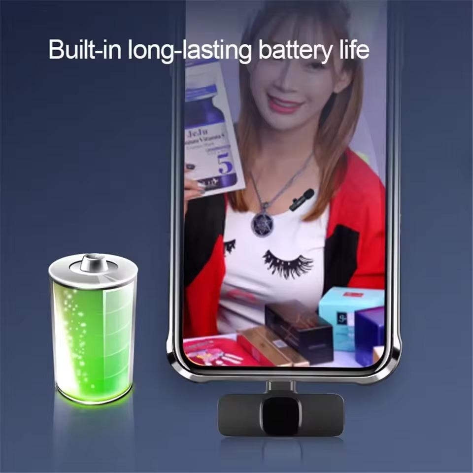 2,4G Kabelloses Ansteckmikrofon Tragbar Geräuschunterdrückung Audio-Video-Aufnahme für iPhone Android Live-Übertragung Gaming-Telefon