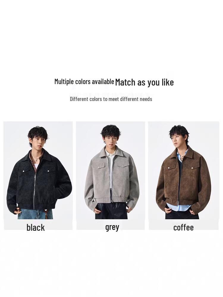 American Retro Barn-Style Unisex Suede PU Leather Jacket - New Autumn/Winter 2025 Casual Workwear Jacket for Men