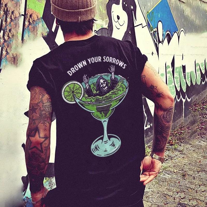 Men Clothing Heavy Metal Rock Skull Graphic Tshirts Grunge Punk Gothic Short-sleev Tops Male Oversized Tees Camiseta Hombre