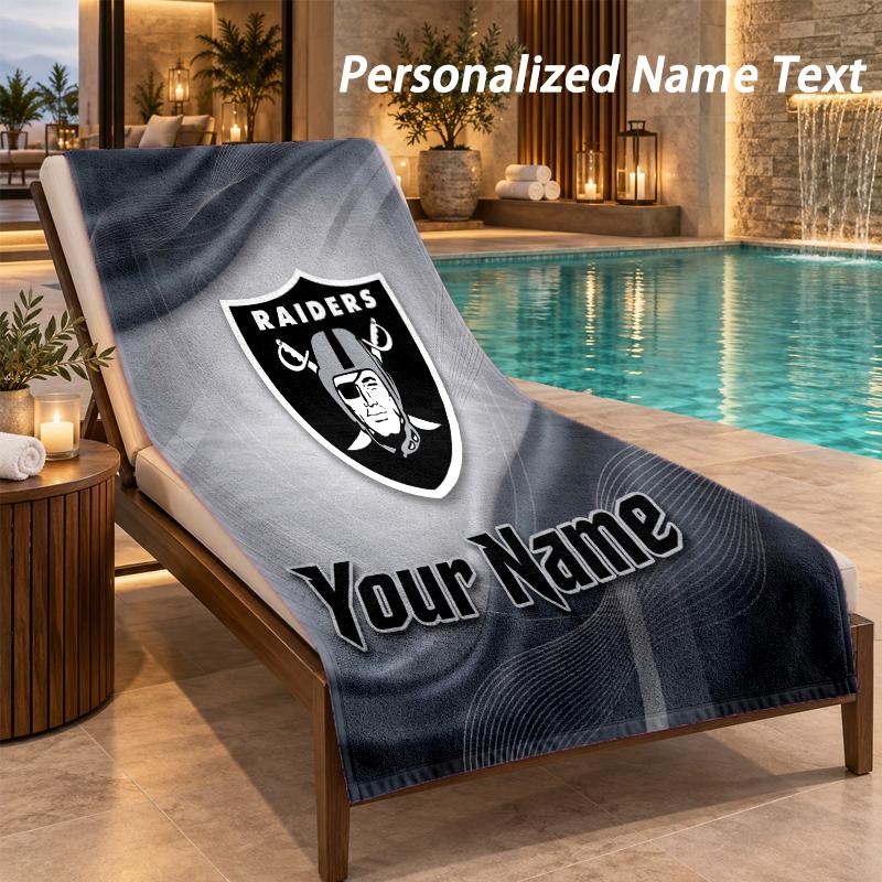 Custom Text Las Vegas Raiders Print Beach Towel Large Towel For Home Bathroom Beach