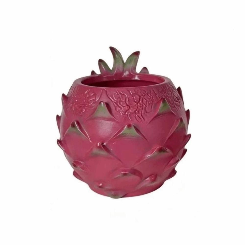 Fruit Shaped Dragon Fruit Planter Resin Pitaya Flower Pot Pen Holder Restaurant 3.15x3.15x3.74 in красный