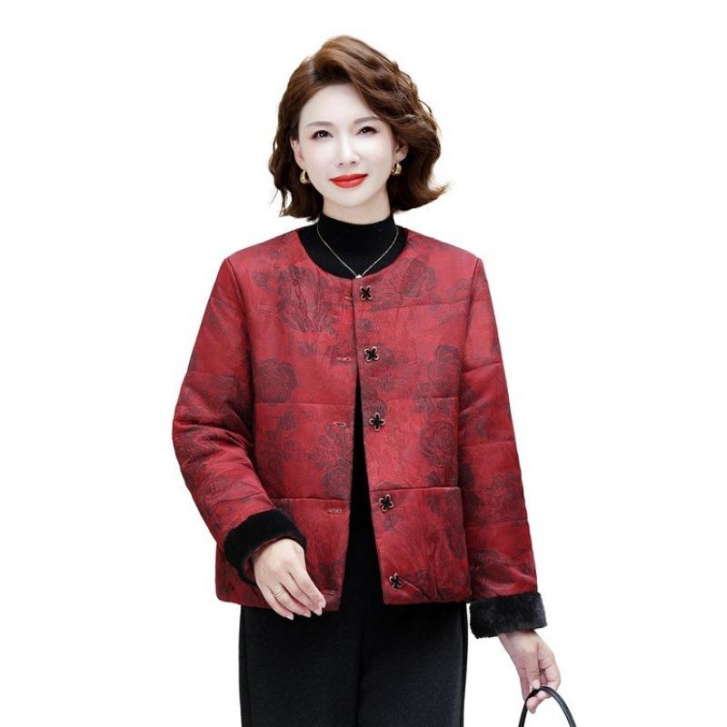 Autumn and winter classic high-end cotton-padded coat jacquard new retro cotton-padded clothes