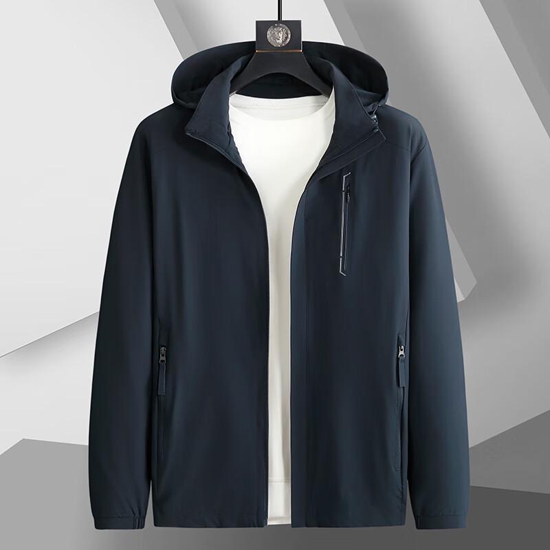 Men's Plus Size Stand Collar Jacket with Detachable Hood