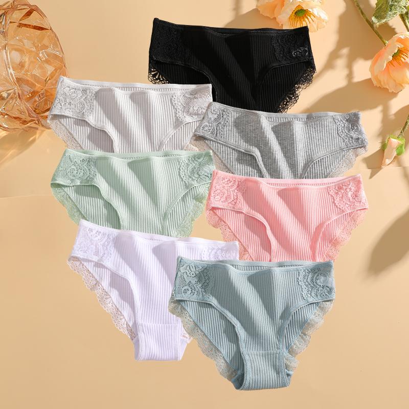 

7 шт. хлопковое нижнее белье женские трусики комплект удобные трусы цветочные кружевные трусы для женщин сексуальные трусики с низкой посадкой нижнее белье XXL&Set