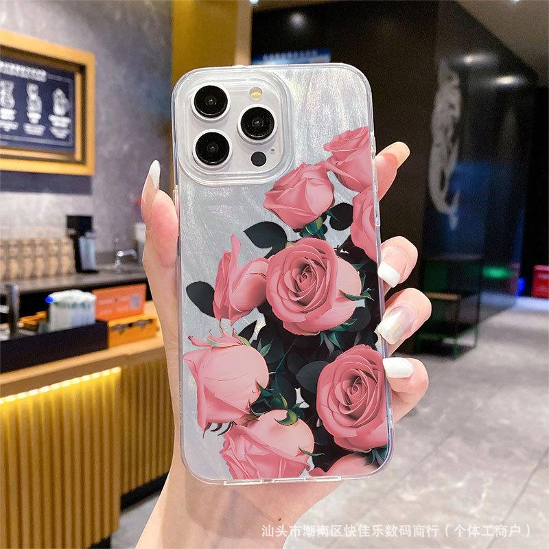 Pink Rose Flower for iPhone Case 16ProMax Apple 11/12/13/14/15 Phone Case