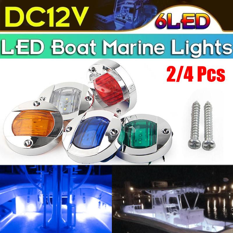 4PCS Boat Marine Lights Navigation Light Waterproof Marker Lamp For Truck RV Yacht Transom Anchor Stern DC 12V 6LED Stern Lamps