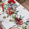 140*100cm Christmas Table Cover Waterproof Cartoon Pattern Floral Print Tablecloth Easy Clean Rectangle Xmas Table Cover